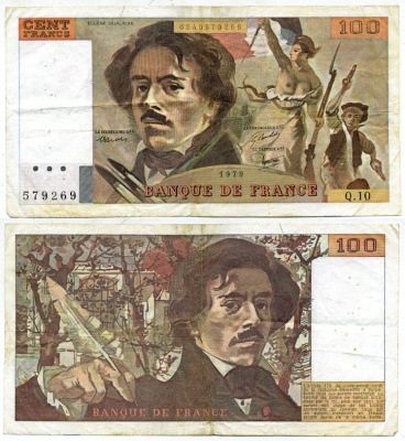 ФРАНЦИЯ 100 ФРАНКОВ 1979 Pick 154а бумага 7217-58-2