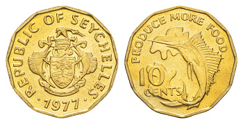 Сейшельские острова 10 центов 1977 FAO KM 32 латунь  UNC  M68-19