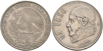 Мексика 1 песо 1976 Хосе Мария Морелос KM 460 медно-никель 4590-535