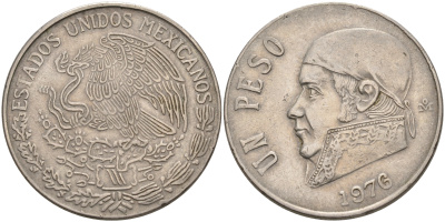 Мексика 1 песо 1976 Хосе Мария Морелос KM 460 медно-никель 4590-535