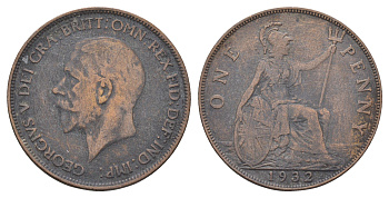Великобритания 1 пенни 1932 Георг V (1910-1936) KM 838, Spink 4055 бронза 4536-315