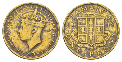 Ямайка 1 пенни 1942 KM 32 никель латунь 4628-445
