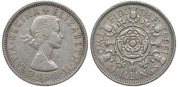 Великобритания 2 шиллинга (флорин) 1966 Елизавета II (1952-2022) KM 906, Spink 4146 медно-никель 4131-611