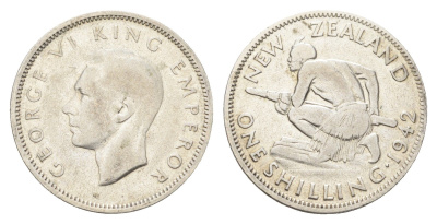 Новая Зеландия 1 шиллинг 1942 Георг VI (1936-1952) KM 9 серебро 4660-1022