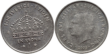 Швеция 1 крона 2003 Карл XVI Густав (1973- ) KM 894 медно-никель 4179-954