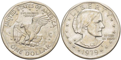 США 1 доллар 1979 P, Сьюзен Энтони KM 207 медь плакированная медно-никелем 210-812