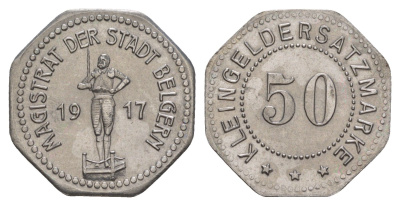 Бельгерн 50 пфеннигов 1917 Funck 33.6, Men05 1706.7, Men18 2201.7 железо UNC 1527-633