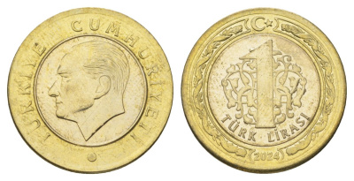 Турция 1 лира 2024 Кемаль Ататюрк KM?1575 биметалл UNC 4390-344