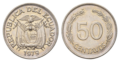 Эквадор 50 сентаво 1979 KM 81 сталь плакированная никелем UNC 4675-512