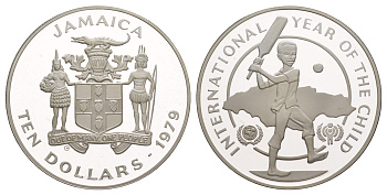 Ямайка 10 долларов 1979 Международный год детей KM 80 серебро PROOF 11-327-24