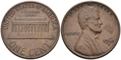США 1 цент 1961 D, Авраам Линкольн KM 201 медь цинк 4585-1052