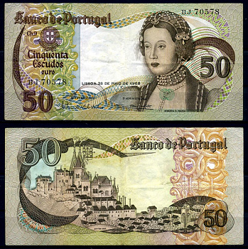 Португалия 50 эскудо 1968 Инфанта донна Мария, Синтра, Antonio Manuel Pinto Barbosa & Antonio Osorio Pereira de Castro Pick 174а(3) бумага 7204-35-2-1