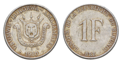 Бурунди 1 франк 1980 KM 19 алюминий 4649-438