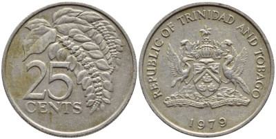 Тринидад и Тобаго 25 центов 1979 цветок дикая пуансеттия KM 32 медно-никель 4396-746