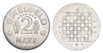 Германия игровой жетон в 2 марки ND разновидность - Глобус, вес 0,8 гр, диаметр 20 мм алюминий UNC 4636-962