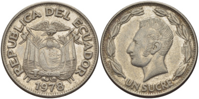 ЭКВАДОР 1 СУКРЕ 1978 АНТОНИО ХОСЕ де СУКРЕ KM 78b сталь плакированная никелем 31-354