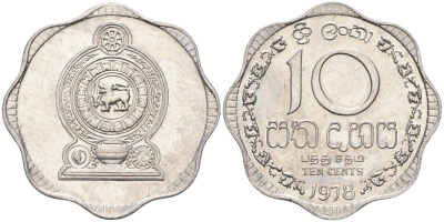 Цейлон 10 центов 1978 KM 140 a алюминий 4586-337