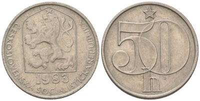Чехословакия 50 геллеров 1983 KM 89 медно-никель 4115-1012