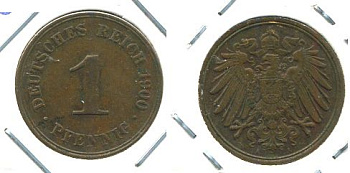 ГЕРМАНИЯ 1 ПФЕННИГ 1900 A KM 10, J. 10 медь 701-211