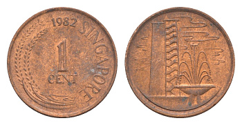 Сингапур 1 цент 1982 KM 1 a cталь с медным покрытием 4640-618