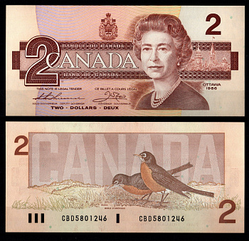 Канада 2 доллара 1986 Pick 94 b бумага UNC (пресс) 8605-31-4-2