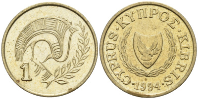 Кипр 1 цент 1994 KM 53.3 никель латунь 4174-1154