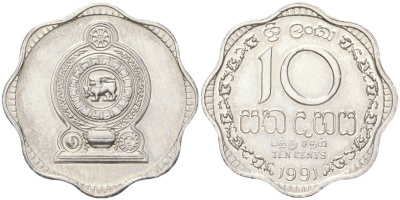 Шри-Ланка 10 центов 1991 KM 140a алюминий aUNC 4614-938