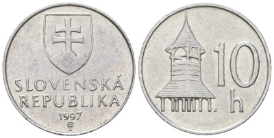Словакия 10 геллеров 1997 MK KM 17 алюминий aUNC 4164-448