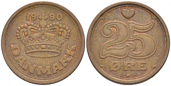 ДАНИЯ 25 ЭРЕ 1990 LG; JP; A, МАРГРЕТЕ II (1972-) KM 868.1 бронза 3718-335