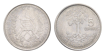 Гватемала 5 сентаво 2012 KM 276.6a сталь плакированная никелем UNC 4644-263