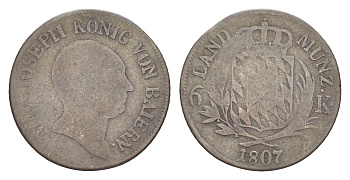 Бавария 6 крейцеров 1807 Максимилиан I (1806-1825) KM 686 серебро 4649-446