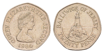 Джерси 20 пенсов 1984 KM 66 медно-никель 4651-961
