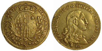 Неаполь 6 дукати (дукатов) 1783 Фердинанд IV Неаполитанский KM 76 a, MIR 358 золото 00-000-00