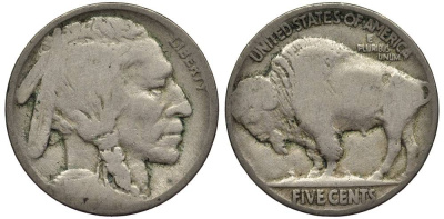 США 5 ЦЕНТОВ ND ИНДЕЕЦ, БИЗОН KM 134 медно-никель 27-732