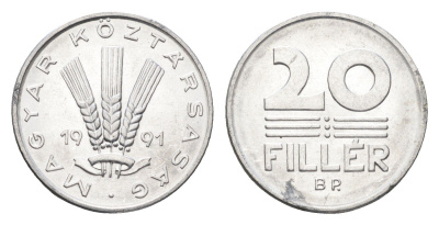 Венгрия 20 филлеров 1991 BP KM 676 алюминий UNC 4668-226