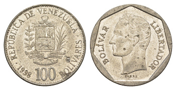 Венесуэла 100 боливаров 1998 Симон Боливар Y 78.1 сталь плакированная никелем 4592-945