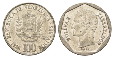 Венесуэла 100 боливаров 1998 Симон Боливар Y 78.1 сталь плакированная никелем 4592-945