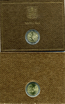 ВАТИКАН 2 ЕВРО 2011 XXVI ВСЕМИРНЫЙ ДЕНЬ МОЛОДЕЖИ, в оригинальном блистере KM биметалл UNC 4-3-4-2