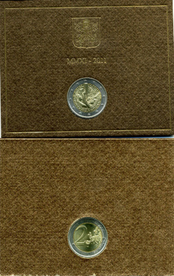 ВАТИКАН 2 ЕВРО 2011 XXVI ВСЕМИРНЫЙ ДЕНЬ МОЛОДЕЖИ, в оригинальном блистере KM биметалл UNC 4-3-4-2