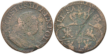 Польша 3 сольди (1 грош) 1755 Станислав Август Понятовский (1764-1794), вес 3,53 гр. KM 147.2 (C2a) медь 1517-834