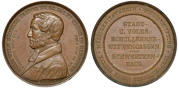 Германия памятная медаль1848 пастор Бодекер, в родной коробочке, 39 мм, 28,43 гр бронза UNC 4-5-3-15