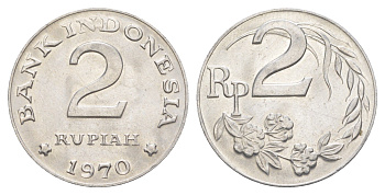 Индонезия 2 рупии 1970 KM 21 алюминий UNC 4150-434