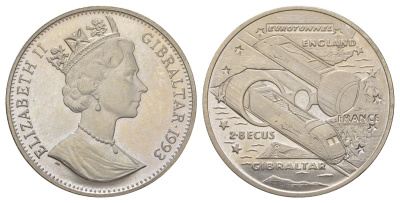 Гибралтар 2,8 экю 1993 Евротоннель KM 478 медно-никель BU 11-069-35