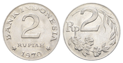 Индонезия 2 рупии 1970 KM 21 алюминий UNC 4150-434