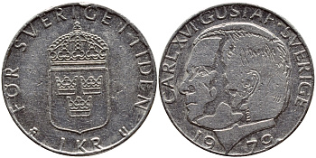 Швеция 1 крона 1979 Карл XVI Густав (1973- ) KM 852 медь плакированная медно-никелем 56-647