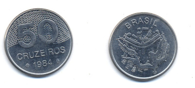 БРАЗИЛИЯ 50 КРУЙЗЕЙРО 1984 KM 594.1 сталь aUNC 51-5735