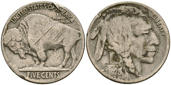 США 5 центов 1928 индеец, бизон KM 134 медно-никель 4135-441