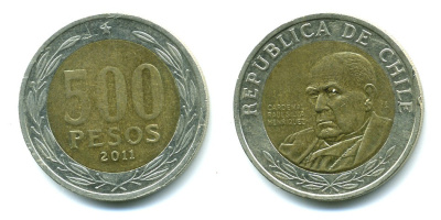 Чили 500 песо 2011 кардинал Рауль Сильва Энрикес (1907-1999) KM 235 биметалл 41-852