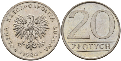 Польша 20 злотых 1984 MW Y 153.1 медно-никель 4187-623