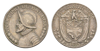 Панама 1/10 бальбоа (10 сентесимо) 1973 KM 10 медь плакированная медно-никелем 4655-847